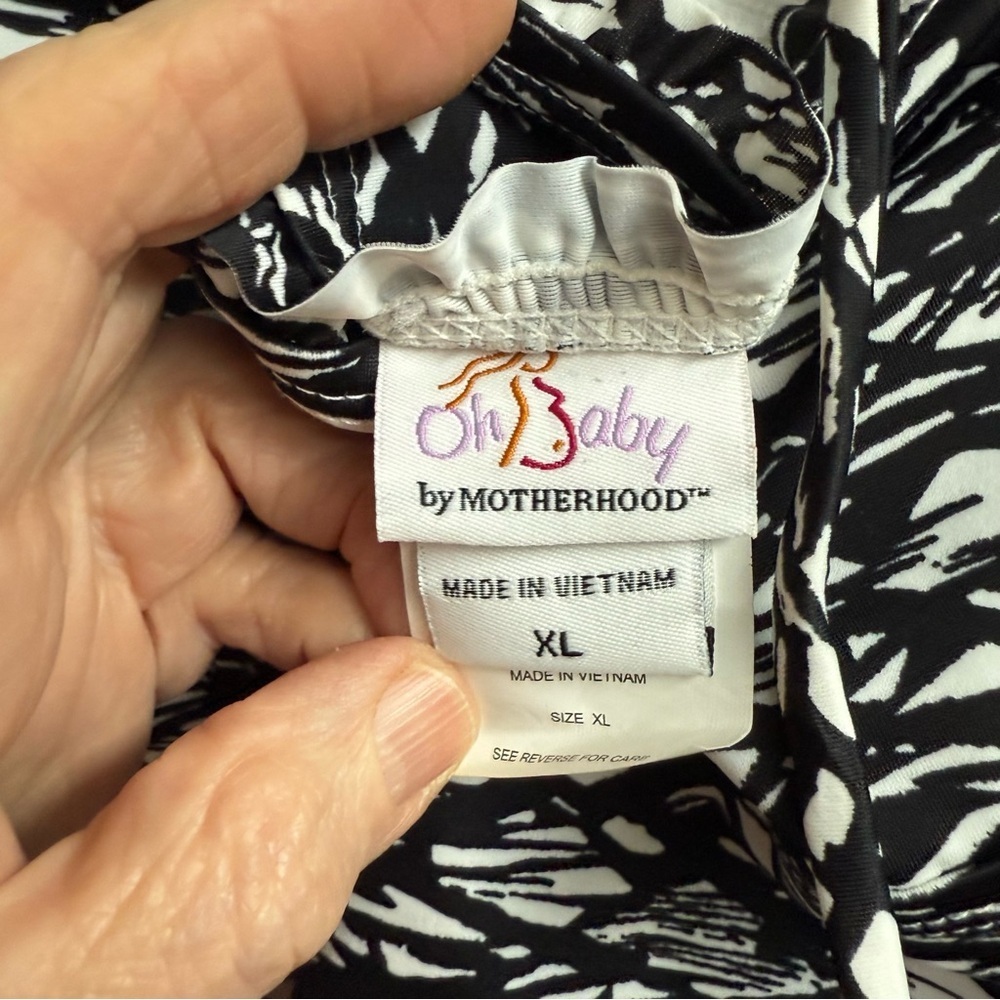 NWOT Oh Baby Motherhood Maternity Swimsuit One Piece Black/White Women’s Size XL - Picture 10 of 11